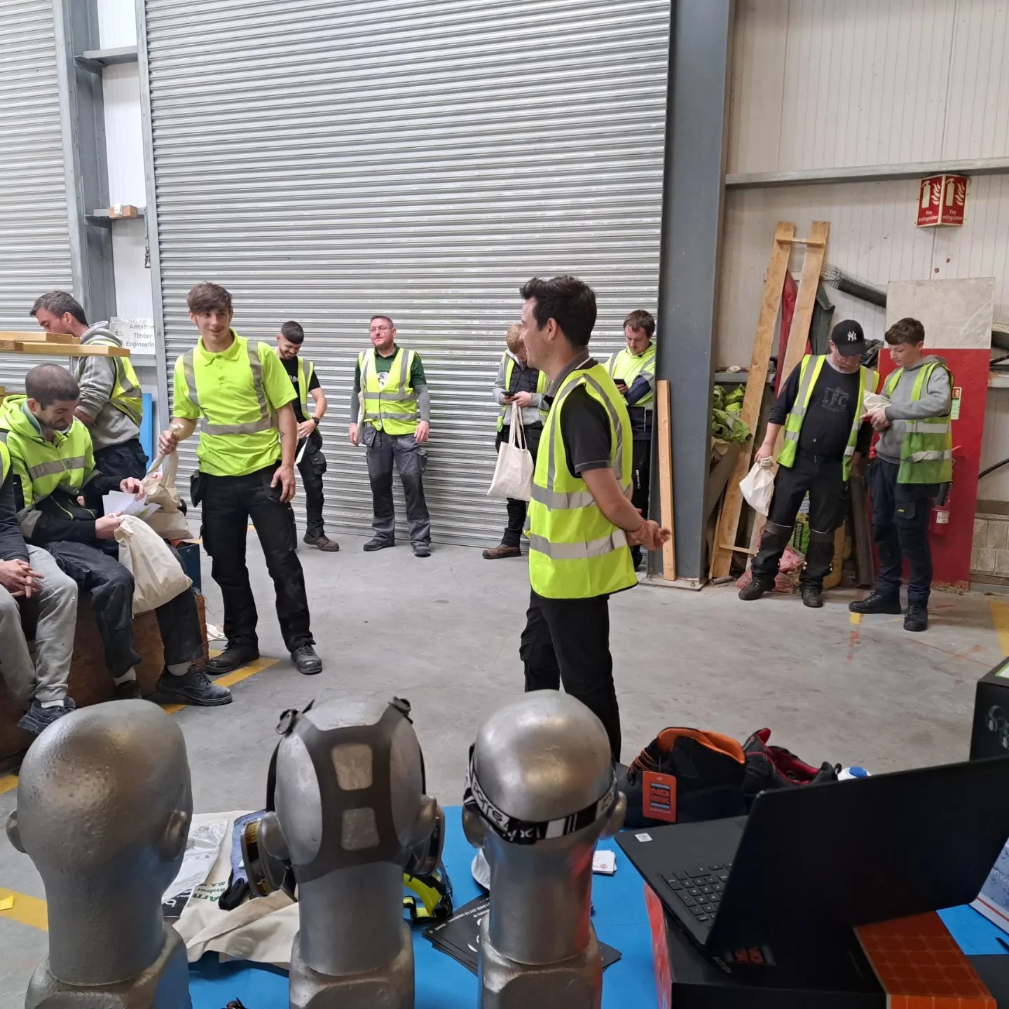 Conor gives a talk to staff on the importance of PPE.