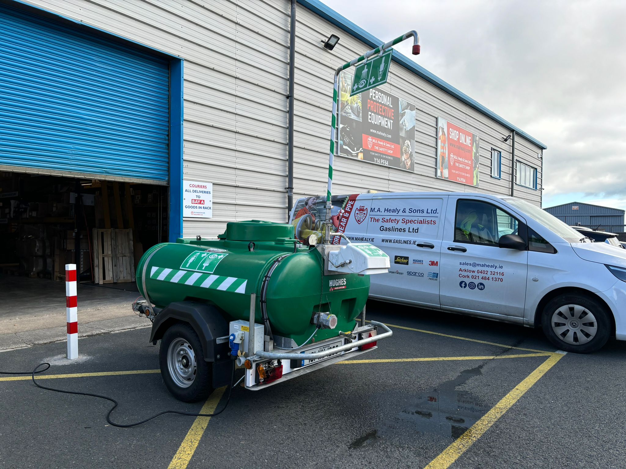 A mobile safety shower bowser tank