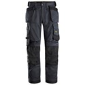 Snickers AllRound Work loose-fit stretch work trousers with cargo pockets in black. 