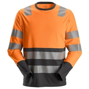 SNICKERS® 2433 AllroundWork, High-Vis Long Sleeve T-Shirt Class 2 Orange/Navy L