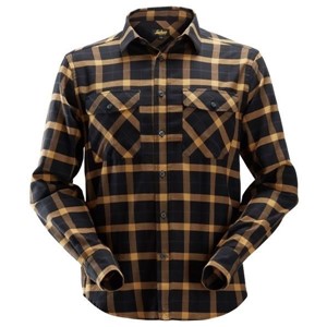 SNICKERS® AllroundWork 8516 Flannel Checked Long Sleeve Shirt Black/Brown L