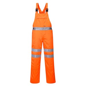Portwest Workwear RT43 Hi-Vis Polycotton Service Bib and Brace Orange L