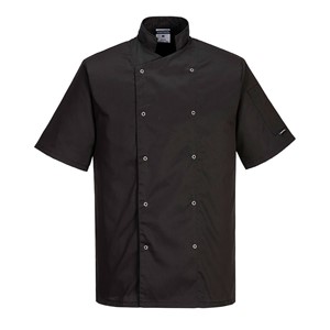 Portwest C733 Cumbria Chefs Jacket Short Sleeve Black Large